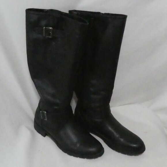 Taxi Shoes - TAXI | size 10 | Classic Black Knee-High Boots | Zipper and Buckle | Lined